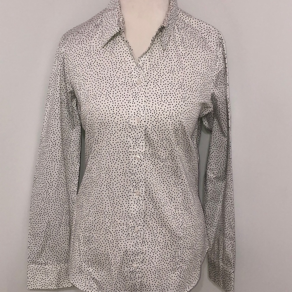 New York & Co white black button collar shirt XL